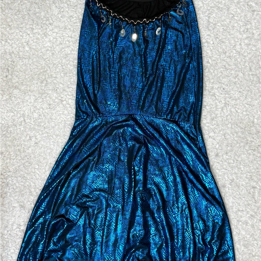 Elegant Blue Dress with Black Accents
